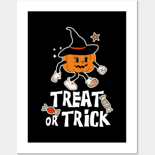 Treat or Trick Halloween (White Text) Posters and Art